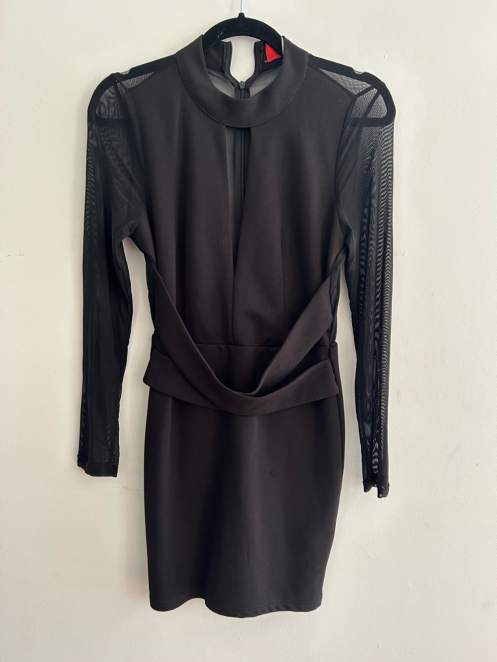 Long Sleeve Black Mock Neck Cocktail Dress